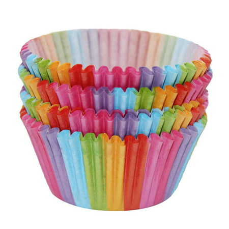 100X Colorful Rainbow Paper Cake Cupcake Liners Baking Muffin Cup Case Party LN 